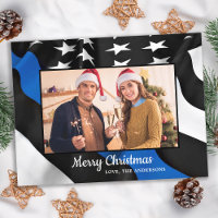 Navidades de policía con bandera norteamericana de