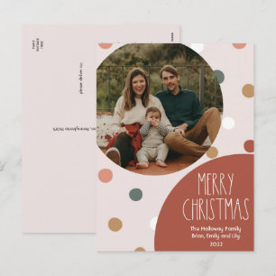 Postal Festiva Navidades de Punto de Polka Boho Rojo Foto vertica