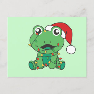 Postal Festiva Navidades de rana Animales de Invierno Ranas Vacun