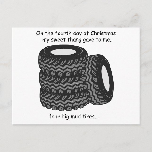 Postal Festiva Navidades de Redneck de cuarto día (Anverso)