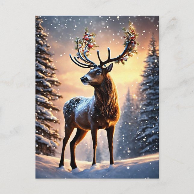 Postal Festiva Navidades de renos (Anverso)