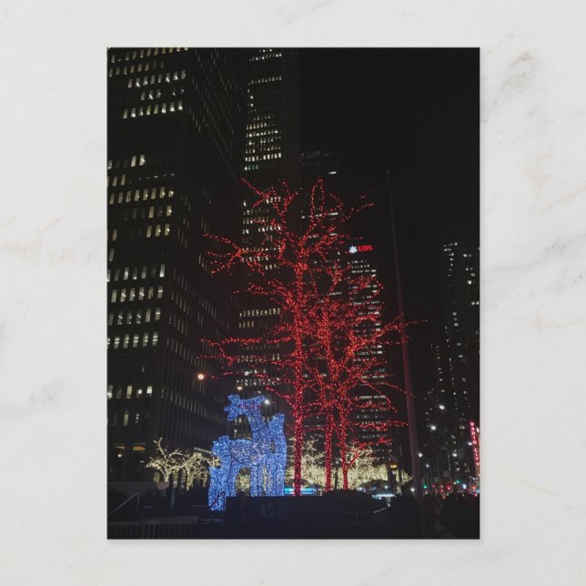 Postal Festiva Navidades de renos alumbran Nueva York Manhattan (Anverso)