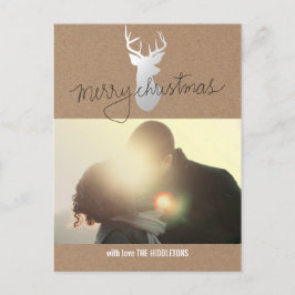 Postal Festiva Navidades de renos plateados de papel Kraft marrón
