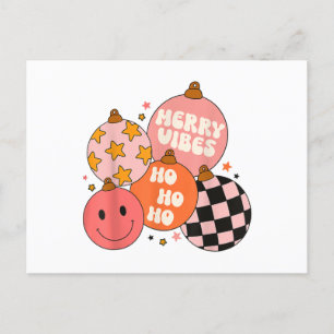 Postal Festiva Navidades de Retro Groovy Merry Vibes Cute Santa C