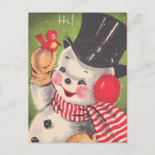 Postal Festiva Navidades de Retro Snowman