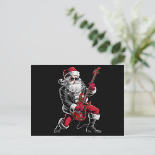 Postal Festiva Navidades de rock y rock Santa Claus guitarrista