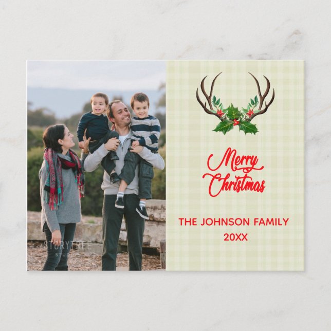 Postal Festiva Navidades de Rustic Antlers (Anverso)