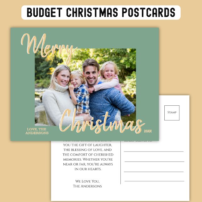 Postal Festiva Navidades de Sage Gold Postcard Personalizado de f (Subido por el creador)