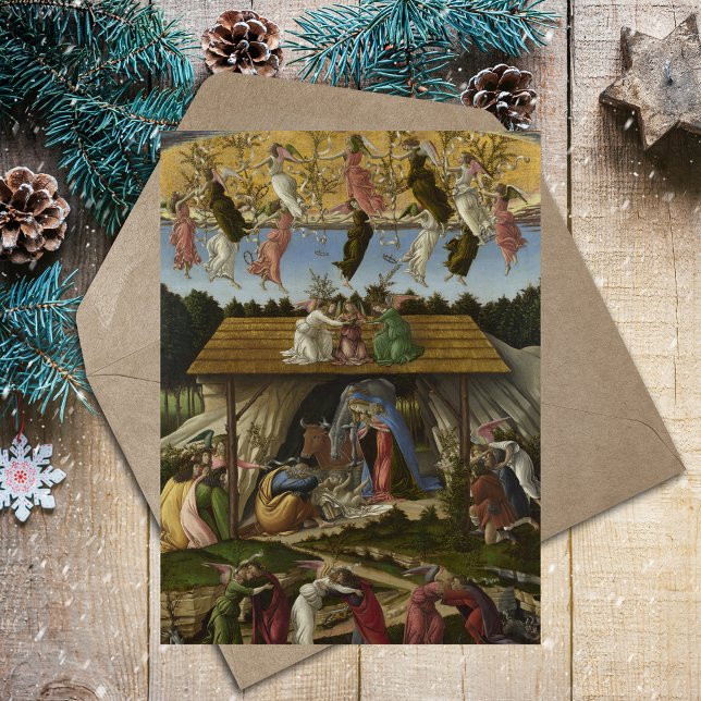 Postal Festiva Navidades de Sandro Botticelli (Mystic Nativity by Sandro Botticelli Vintage Religious Christian Catholic Christmas Holiday Postcard)