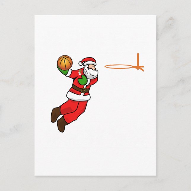 Postal Festiva Navidades de Santa Claus Baloncestistas (Anverso)