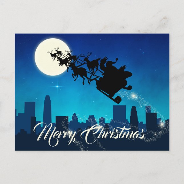 Postal Festiva Navidades de Santa Claus Sleigh (Anverso)