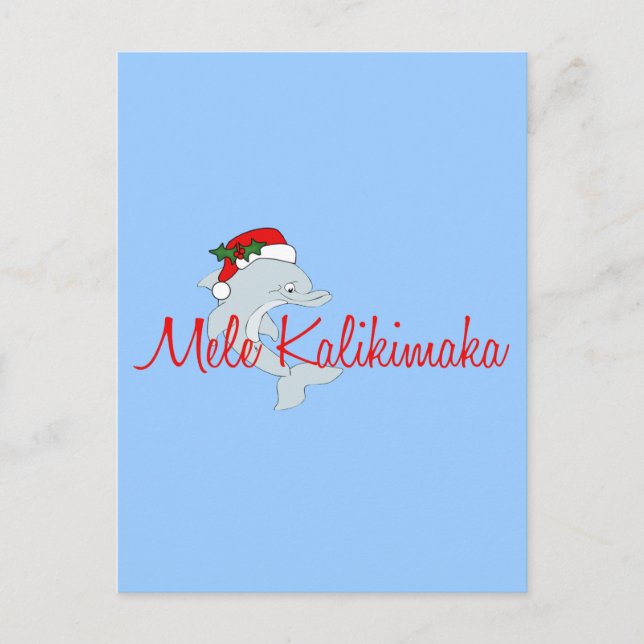Postal Festiva Navidades de Santa Dolphin Hawái (Anverso)