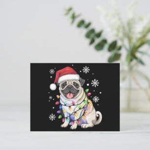 Postal Festiva Navidades de Santa Pug alumbran a amante del perro