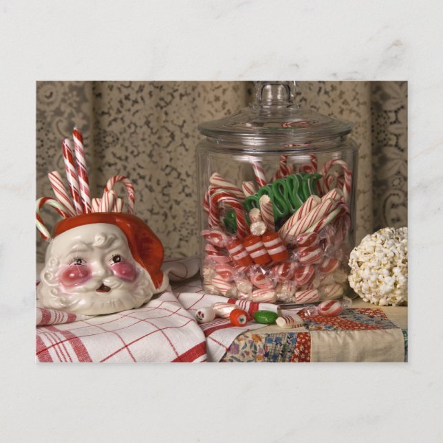 Postal Festiva navidades de Santa Vase y Candy Canes 2345 (Anverso)