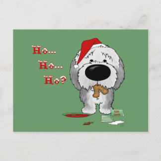 Postal Festiva Navidades de Sheepdog ingleses viejos