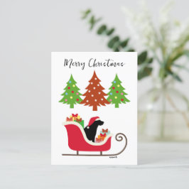 Postal Festiva Navidades de Silhouette de Labrador Negro Sleigh
