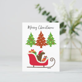 Postal Festiva Navidades de Sleigh de Chocolate Labrador Silhouet