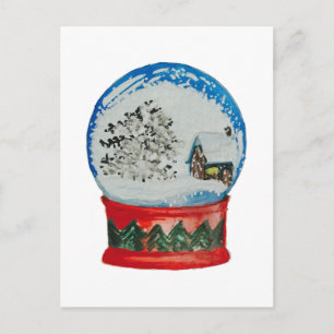 Postal Festiva Navidades de Snow Globe Crystal Ball Winter Villag