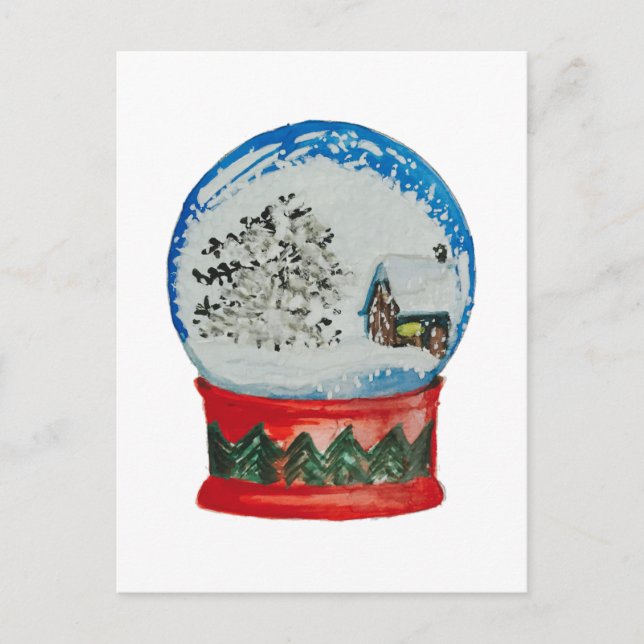 Postal Festiva Navidades de Snow Globe Crystal Ball Winter Villag (Anverso)