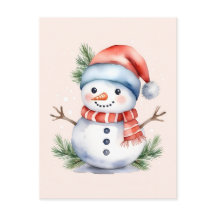 Navidades de Snowman de color rosa pastel
