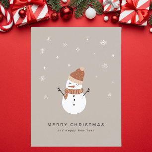 Postal Festiva Navidades de Snowman ilustrados en Beige lindo