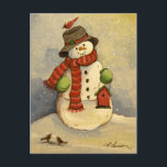 Postal Festiva navidades de Snowman y Birdhouse 4905<br><div class="desc">De una pintura acrílica original de Ruth Garrison.</div>