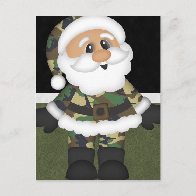 Postal Festiva Navidades de soldados militares personalizados San (Anverso)