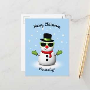 Postal Festiva Navidades de sonrisas admirables de Guay Snowman p