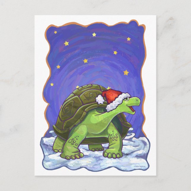 Postal Festiva Navidades de Starry Night Tortoise (Anverso)