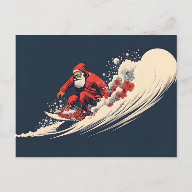 Postal Festiva Navidades de Surfing Santa Summer (Anverso)