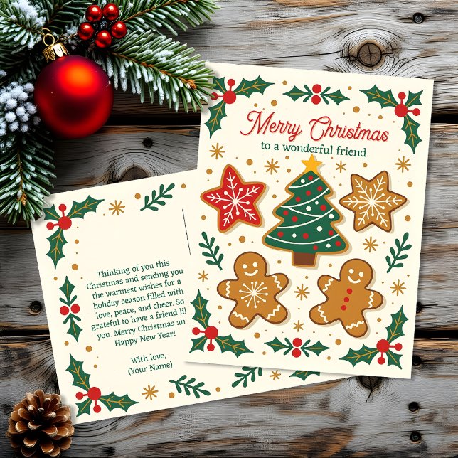 Postal Festiva Navidades de Sweet Gingerbread Cookies Holly Berri (Subido por el creador)