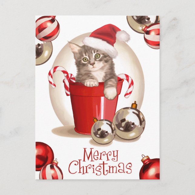 Postal Festiva Navidades de Tabby Kitten (Anverso)