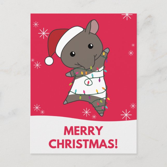 Postal Festiva Navidades de Tapir en invierno (Anverso)