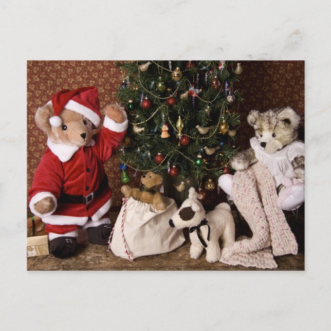 Postal Festiva navidades de Teddy Bear Santa (Anverso)