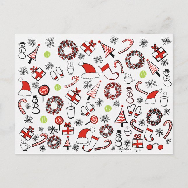 Postal Festiva Navidades de tenis (Anverso)