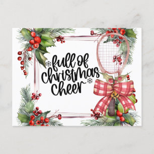 Postal Festiva Navidades de tenis con acuarela de raqueta