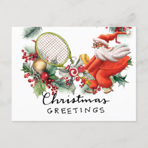 Postal Festiva Navidades de tenis con Santa Claus