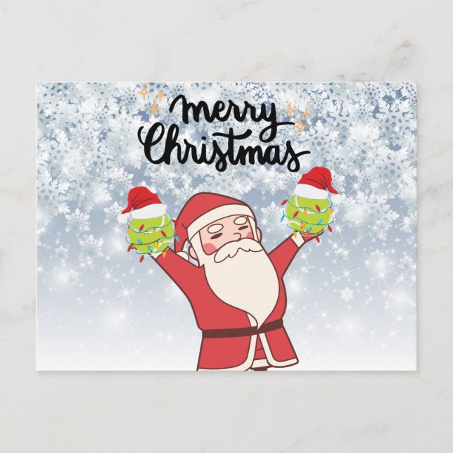 Postal Festiva Navidades de tenis con Santa Claus (Anverso)