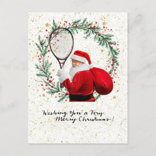 Postal Festiva Navidades de tenis con Santa Claus