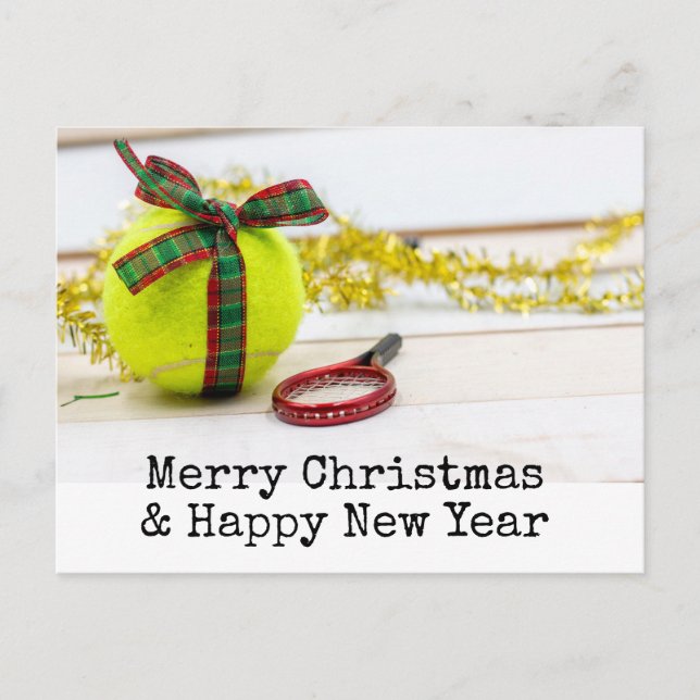 Postal Festiva Navidades de tenis con tema de tenis (Anverso)