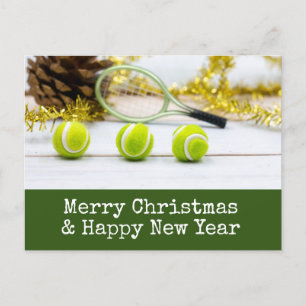 Postal Festiva Navidades de tenis con tema de tenis