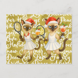 Postal Festiva Navidades de tenis con temática para un jugador qu