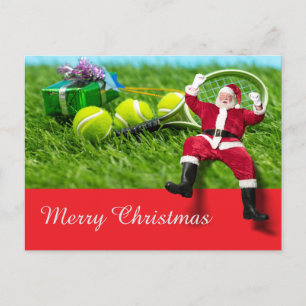 Postal Festiva Navidades de tenis con un adorno de baile de tenis