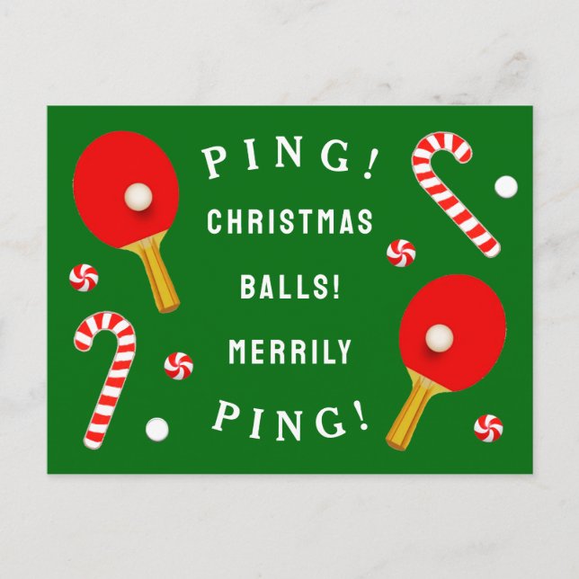 Postal Festiva Navidades de tenis de mesa divertidos (Anverso)
