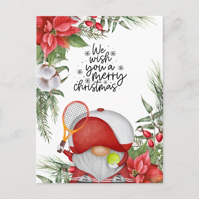 Postal Festiva Navidades de tenis temática para jugador (Anverso)