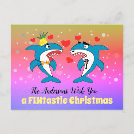Postal Festiva Navidades de tiburones únicos personalizados