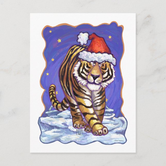 Postal Festiva Navidades de tigres (Anverso)