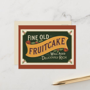 Postal Festiva Navidades de torta de fruta antigua