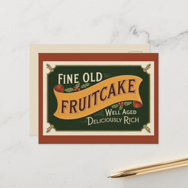 Postal Festiva Navidades de torta de fruta antigua (Anverso/Reverso In Situ)