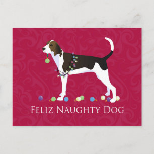 Postal Festiva Navidades de Treeing Walker Coonhound